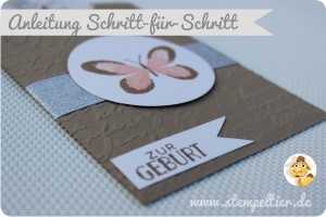 Stempeltier StampinUp Karte Schmetterling watercolor wings shoppinggutschein geburt baby