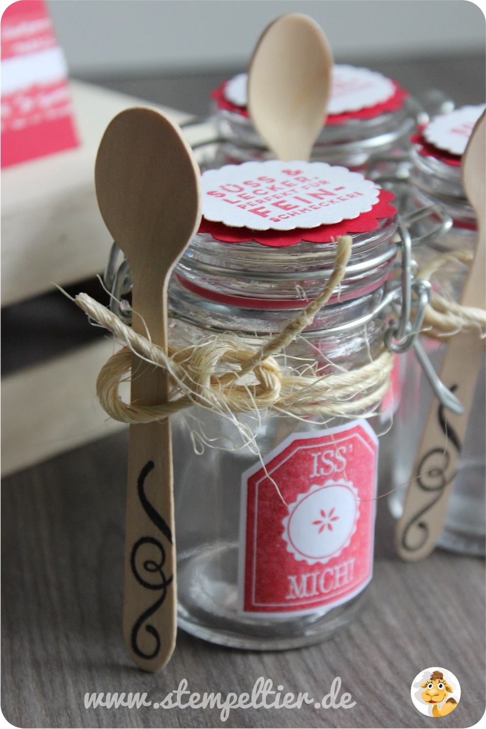 Stempeltier StampinUp verpacken Marmelade leib-und-seele Gläschen Leckerei aus der Küche Num-Num