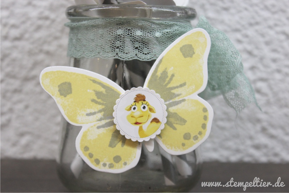 stampinup butterfly schmetterling watercolor wings grey schiefergrau party deko strohhalm vonherzen gelb thinlits Wortfensterstanze