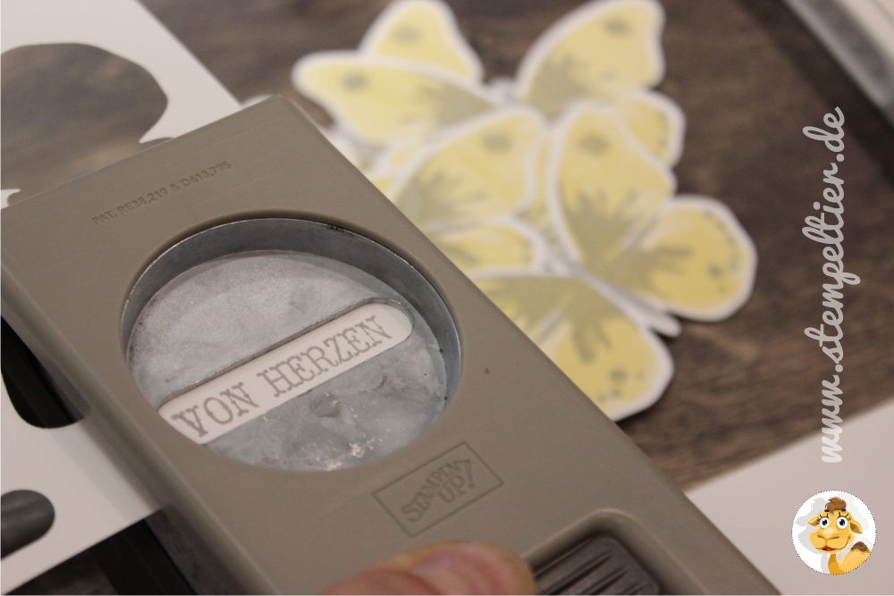 stampinup butterfly schmetterling watercolor wings grey schiefergrau party deko strohhalm vonherzen gelb thinlits Wortfensterstanze von Herzen Eins für alles
