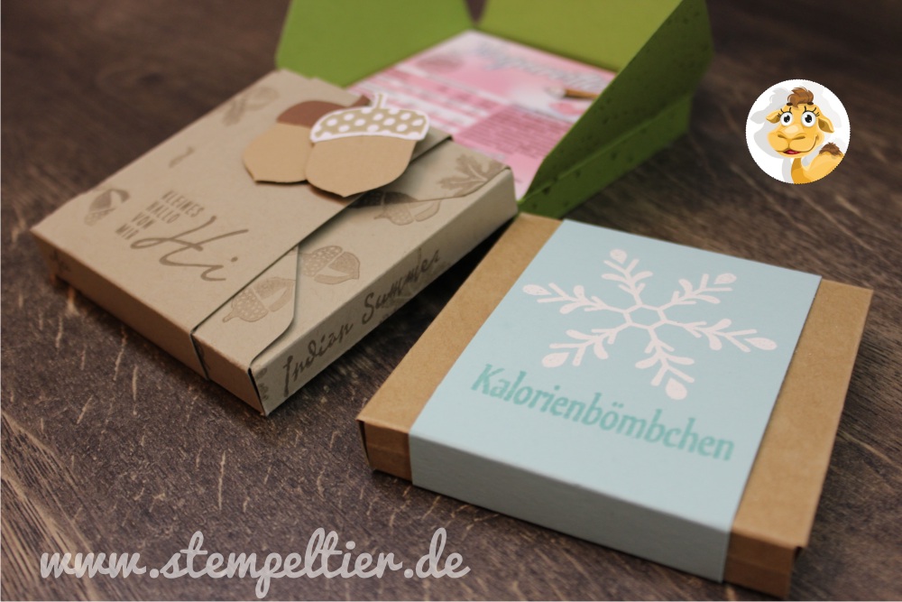 stampin up stempeltier yogurette verpackung anleitung EPB envelope punch board umschlag falzbrett schiefergrau grey flockenzauber snowflake schneeflocke hi eichel autumn