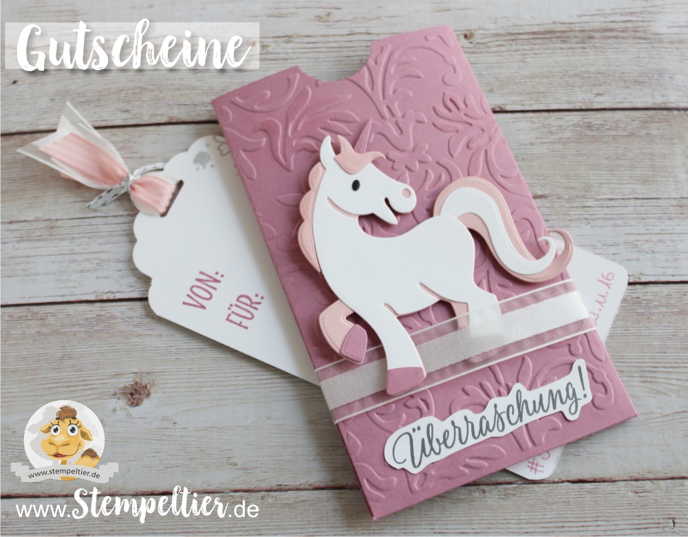 gutschein stampin up bestellen schenken geschenkgutschein stempeltier einhorn univcorn