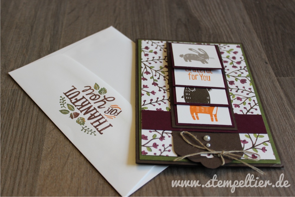 stampin up herbst thankful forest friends wald fuchs hase bär autumn waterfall card