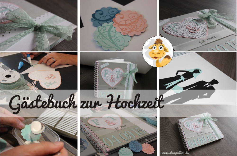 stampin up stempeltier Hochzeit wedding Gästealbum guest book minzmakrone kirschblüte