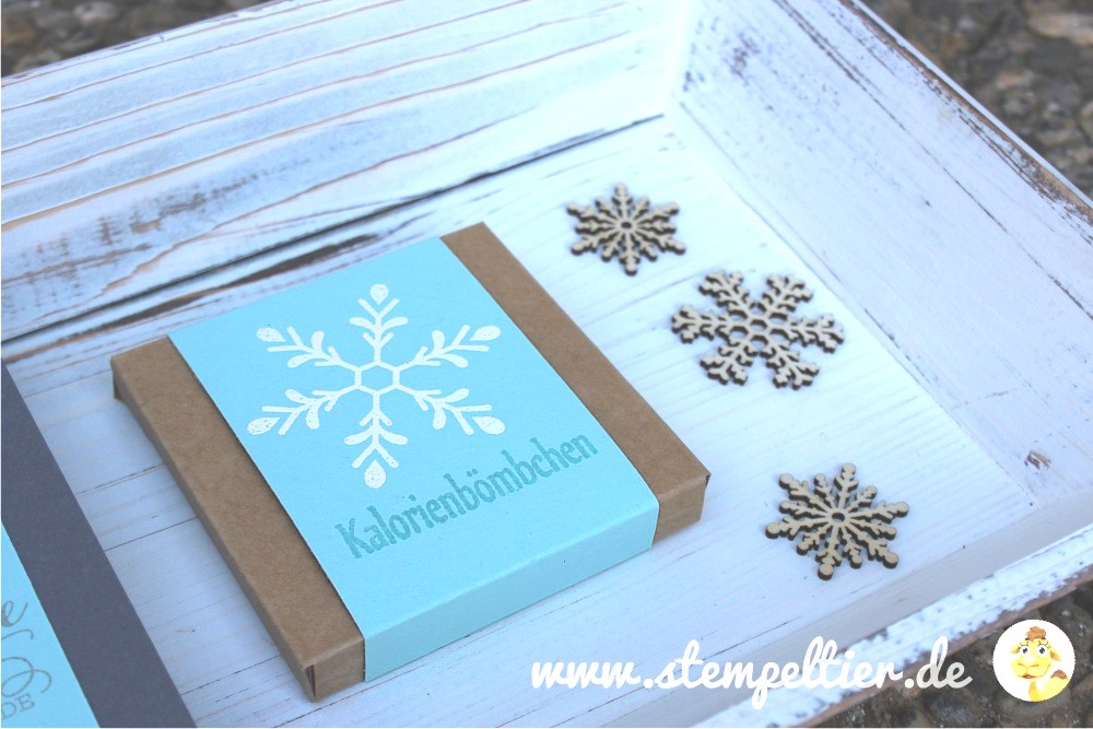 stampin up stempeltier flockenzauber flurry of wishes feiertage winterkatalog 2015 kalorienbömbchen verpackung yogurette
