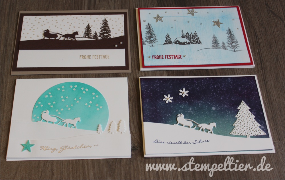 stampin up winterkarten schmeemann kling glöckchen schlittenfahrt winter