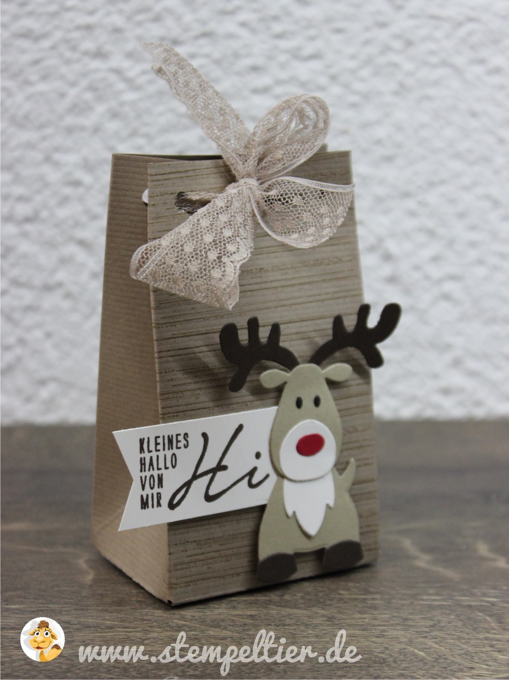 rentier reindeer stampin up stempeltier leise rieselt savanne weihnachtsgrüße winter weihnachten christmas bag tüte