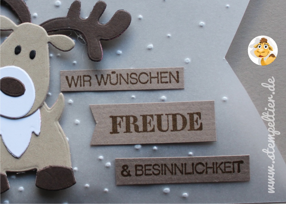 rentier reindeer stampin up stempeltier leise rieselt savanne weihnachtsgrüße winter weihnachten christmas card