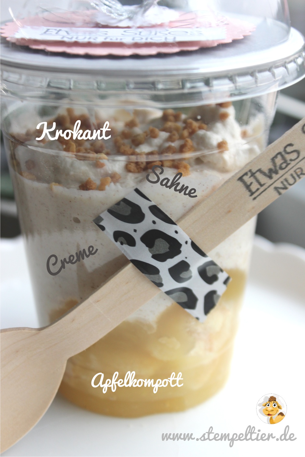 stampin up stempeltier domcup dombecher smoothiebecher verpacken leckerei selbstgemacht apple treat apfeltiramisu rezept