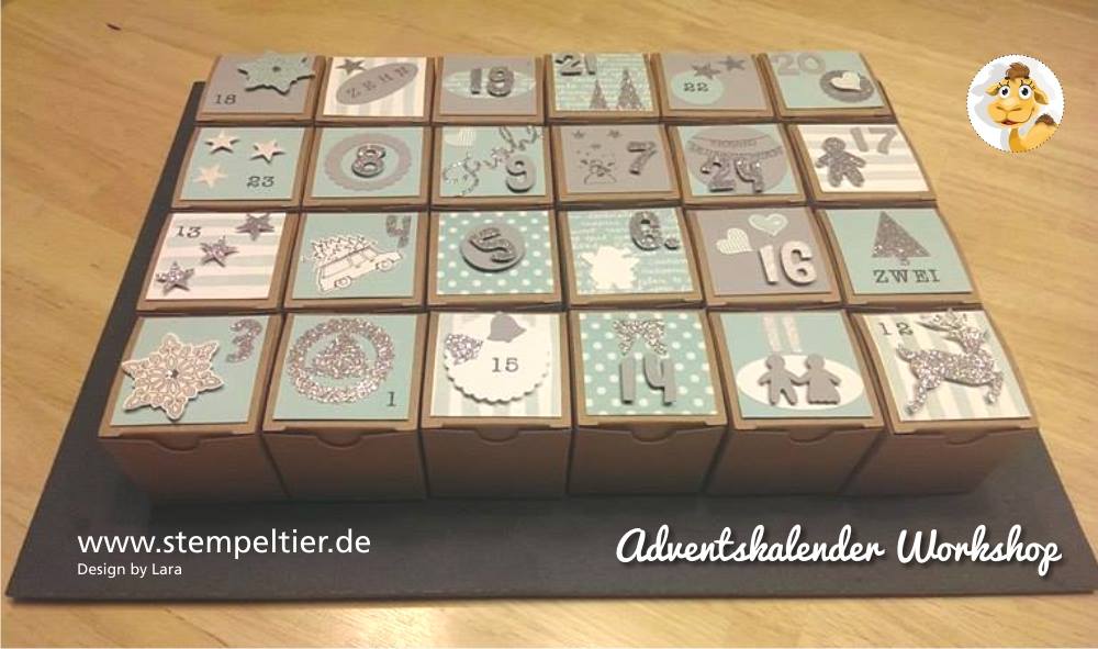 stampin up adventskalender 24 türchen workshop selber machen Weihnachten stempeltier ribba rahmen