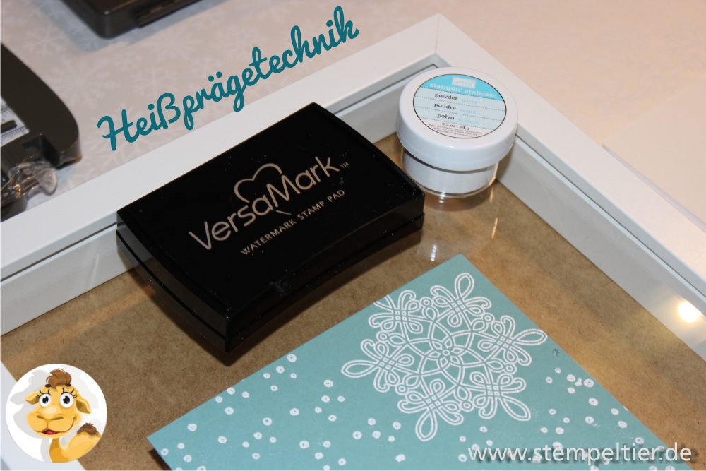 stampin up stempeltier heat embossing versamerk flockenzauber embossing