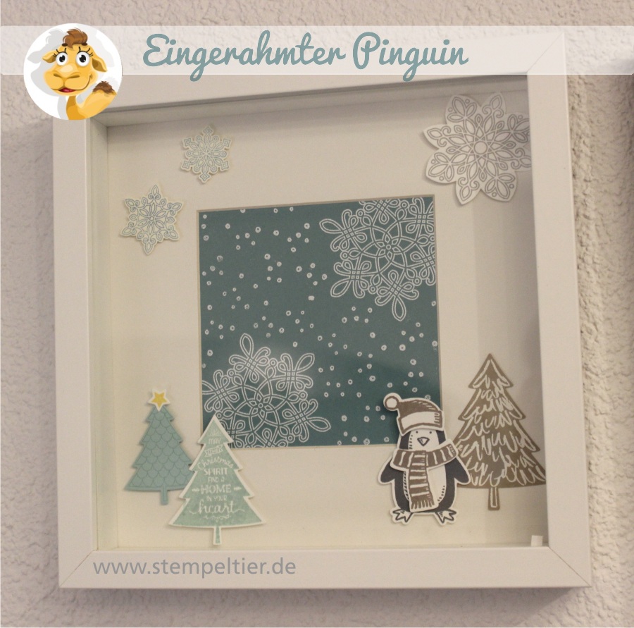 stampin up stempeltier ribba rahmen Bilderrahmen home deco es schneit pinguin snowfriends penguin tannenbaum flockenzauber flurry of wishes