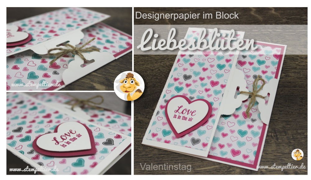 Stampin up DSP Liebesblüten love is in the air stempeltier valentinstag stanze gewelltes etikett