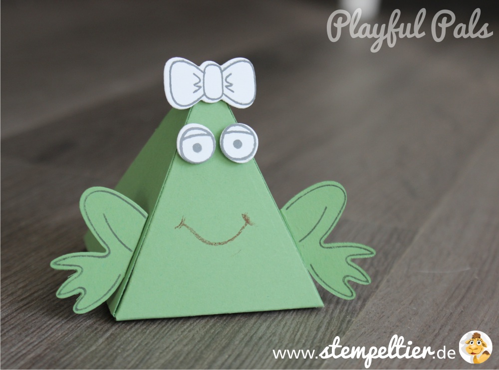 stampin up playful pals pyramid dreiecksbox thinlit Freunde mit Ecken und Kanten Frosch frog verpacken stempeltier