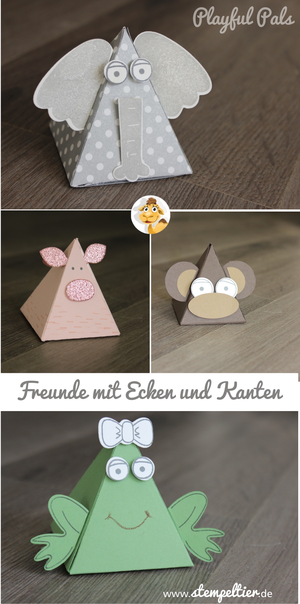 stampin up stempeltier playful pals pyramid freunde mit ecken und kanten Frühjahr sommer 2016 Kindergeburtstag