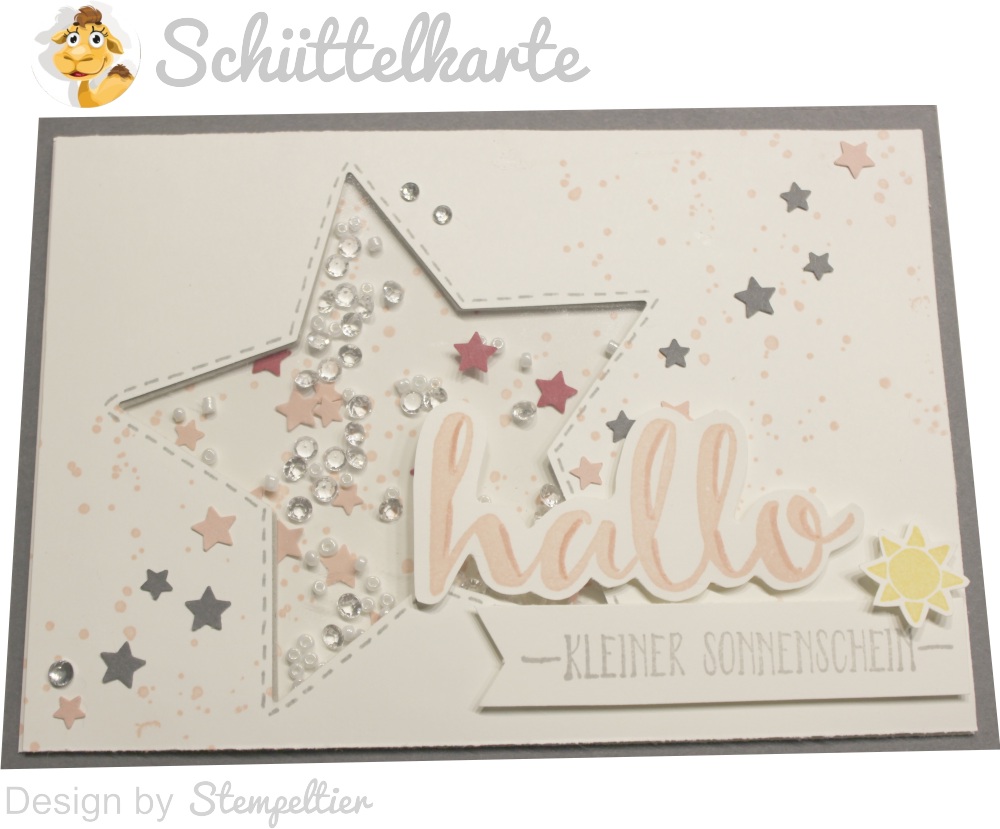 schüttelkarte shaker card stampin up baby hallo kleiner sonnenschein geburt stempeltier stern