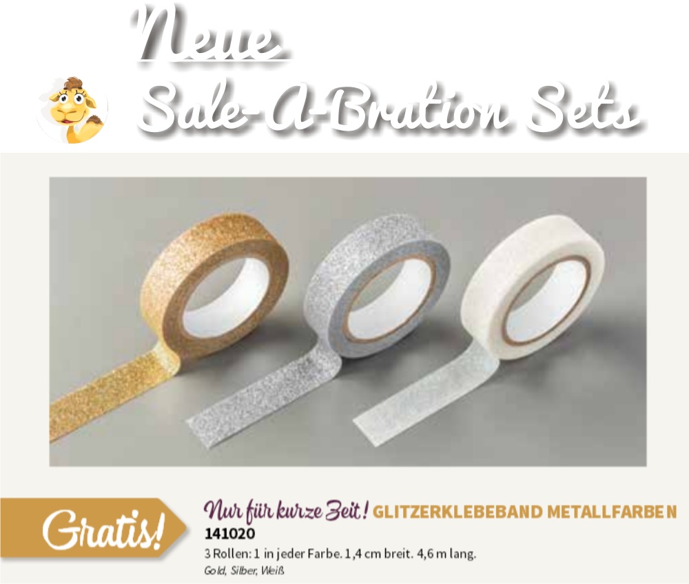 stampin up SAB sale a bration 2016 neu glitzerklebeband tape glitter stempeltier frühjahr sommer