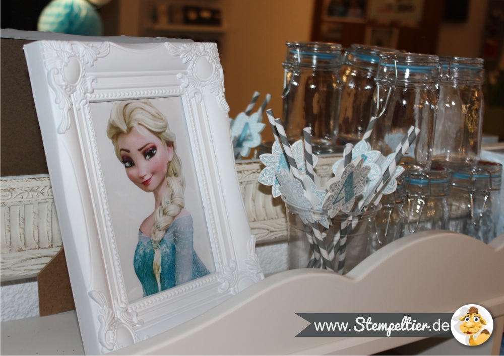 elsa frozen eiskönigin kindergeburtstag Bilderrahmen deko stampin up einladung invitation stempeltier stempelnd durchs jahr party