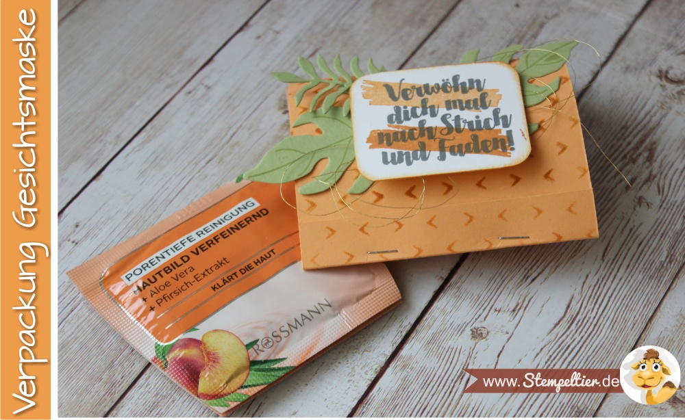 stampin up anleitung Verpackung gesichtsmaske pfirsich pur peekaboo peach facial mask Gesichtsmaske Maske Beauty verpacken Stempeltier Kreativkiste incolor pfirsich pur peach