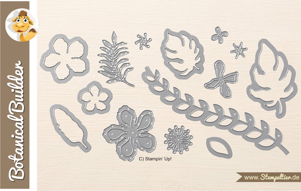 stampin up botanical builder thinlits pflanzen potpourri blätter leaves