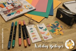 stampin up incolors 2016 2018 smaragdgrün pfirsich pur flamingorot jeansblau lesezeichen bookmarks stempeltier