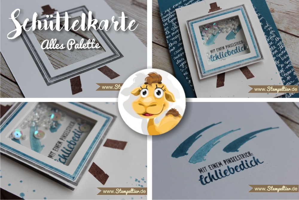 Stampin Up Alles Palette painters bringst farbe in mein leben Schüttelkarte Shakercard Pinselstrich Jeansblau Stempeltier kaufbeuren