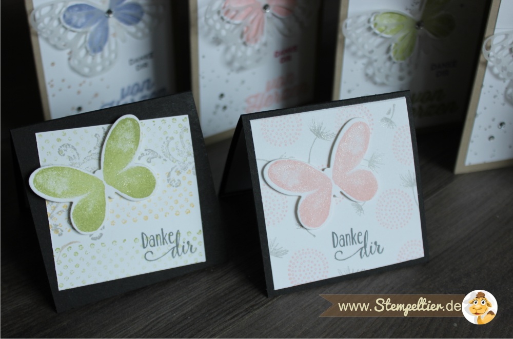 watercolor wings SChmetterlinge von Stampin Up Danke von Herzen Stempeltier bold butterfly framelits 4