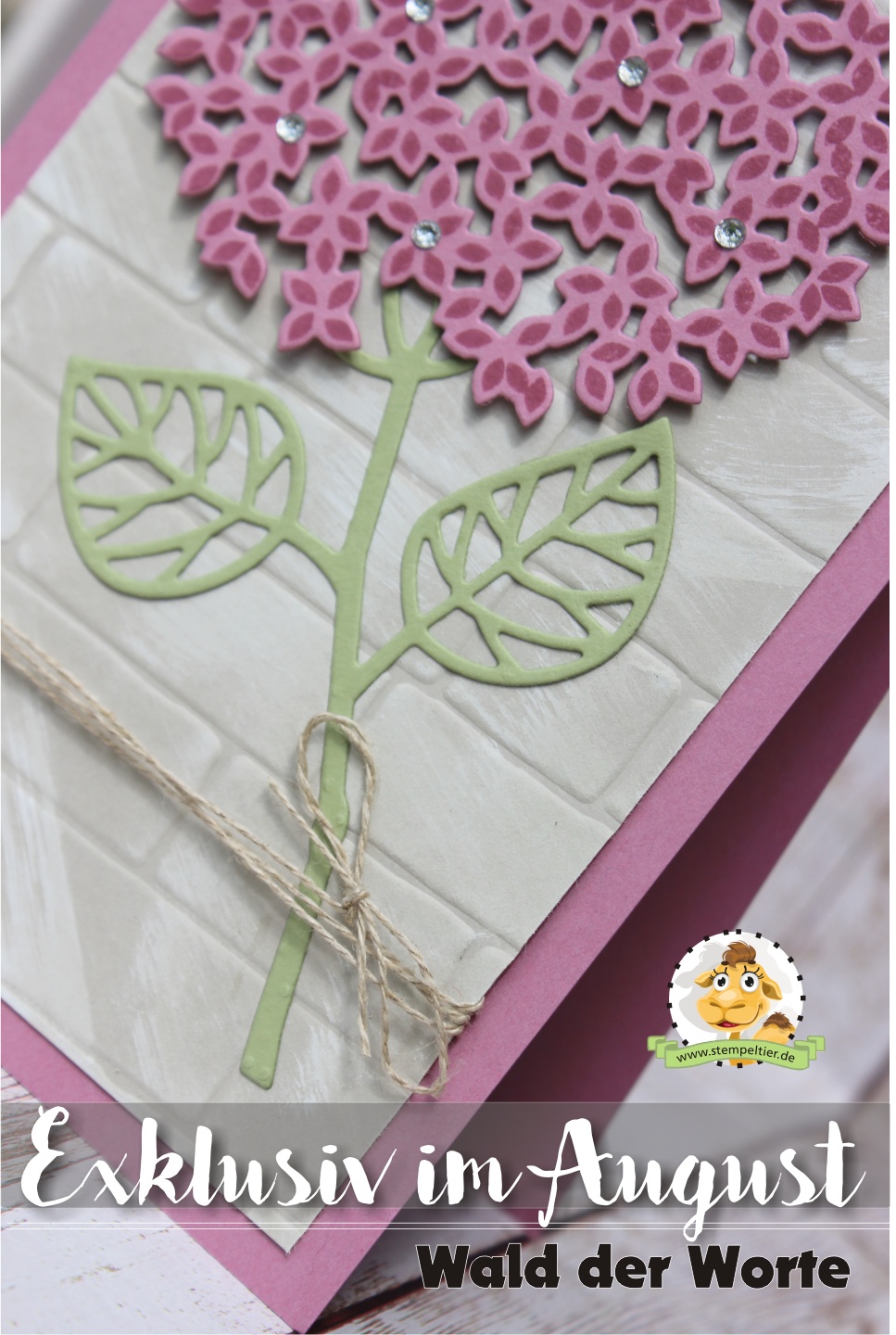 Wald der Worte August Thoughtful Branches Stampin Up Angebot vom Stempeltier hortensie hydrangea ziegel prägefolder zarte Pflaume