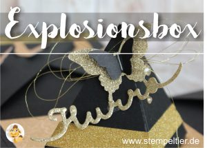 Explosionsbox Stampin Up schwarz gold 30 geburtstag