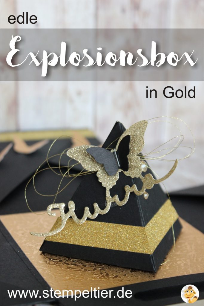 explosionsbox gold hurra schmetterling schwarz geburtstag explosion box 30 stempeltier