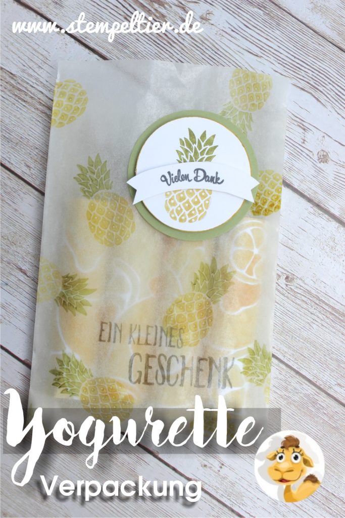 stampin up yogurette bag verpackung verpacken anleitung ananas limette Bannerweise grüßeStempeltier