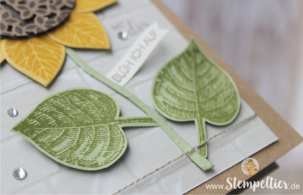 Anleitung Tutorial stampin Up thoughtful branches vintage leaves stempeltier sonnenblume wald der worte sunflower blätter