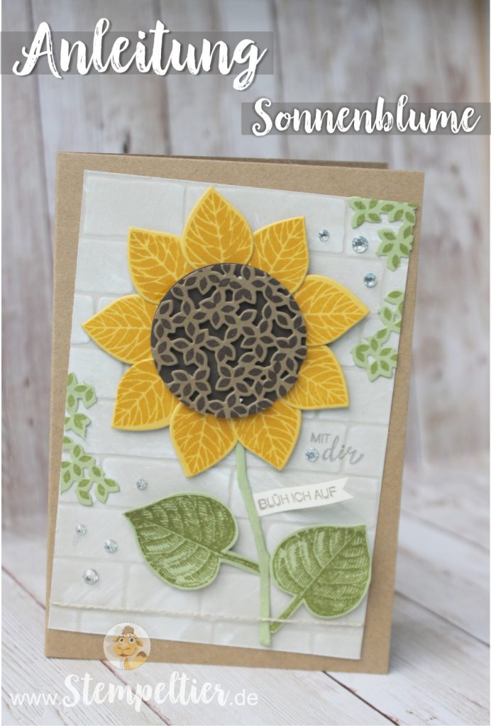 Anleitung Tutorial stampin Up thoughtful branches vintage leaves stempeltier sonnenblume wald der worte sunflower entre les branches