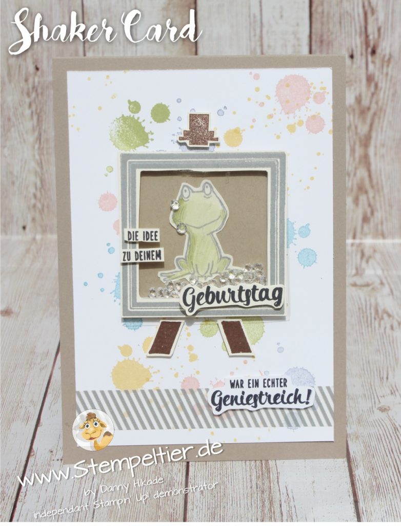 stempeltier alles palette und love you lots  frosch shakercard Schüttelkarte