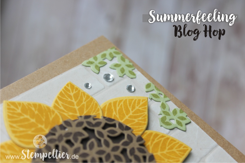 summerfeeling bloghop August 2016 stempelnd durchs jahr stempeltier sonnenblume wald der worte stampin up sunflower stempeltier