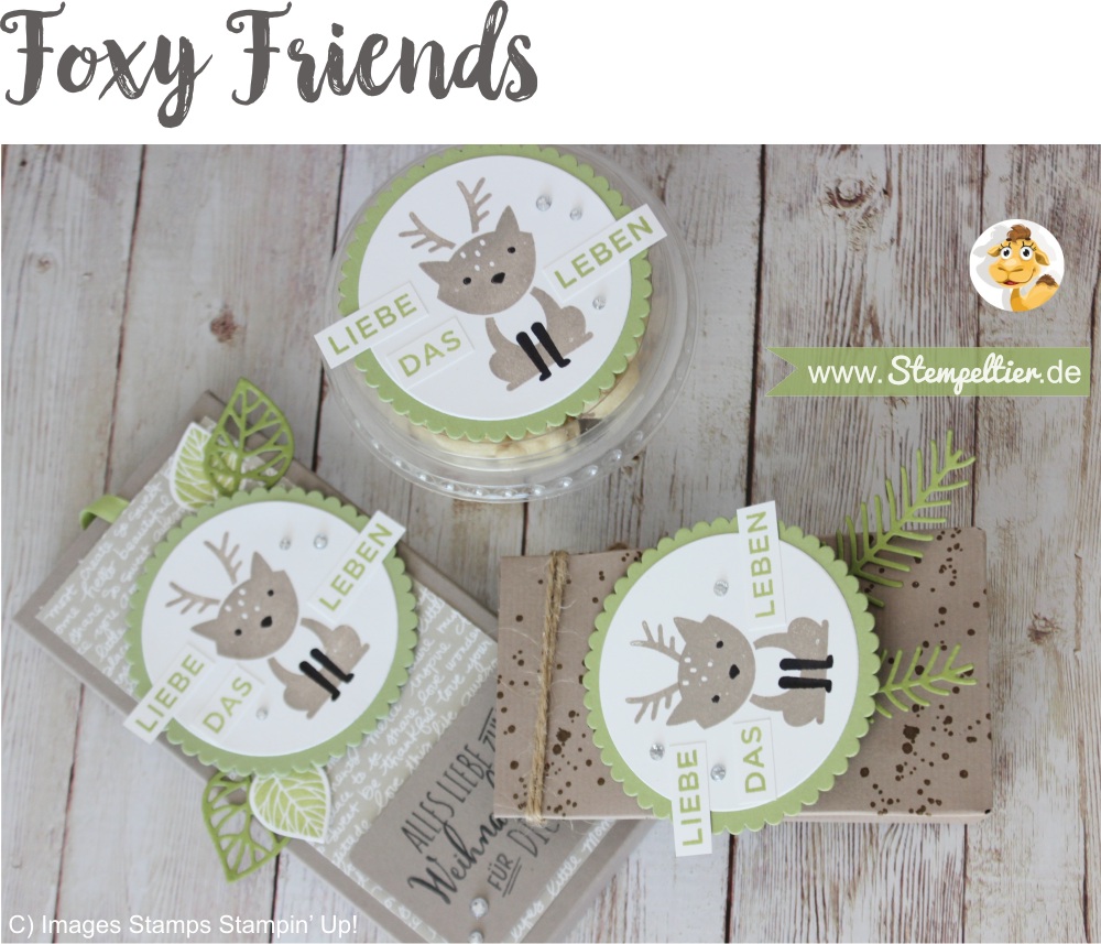 foxy friends geschenkset mitbringsel rentier by stampin up verpackung Stempeltier winter weihnachten anleitung