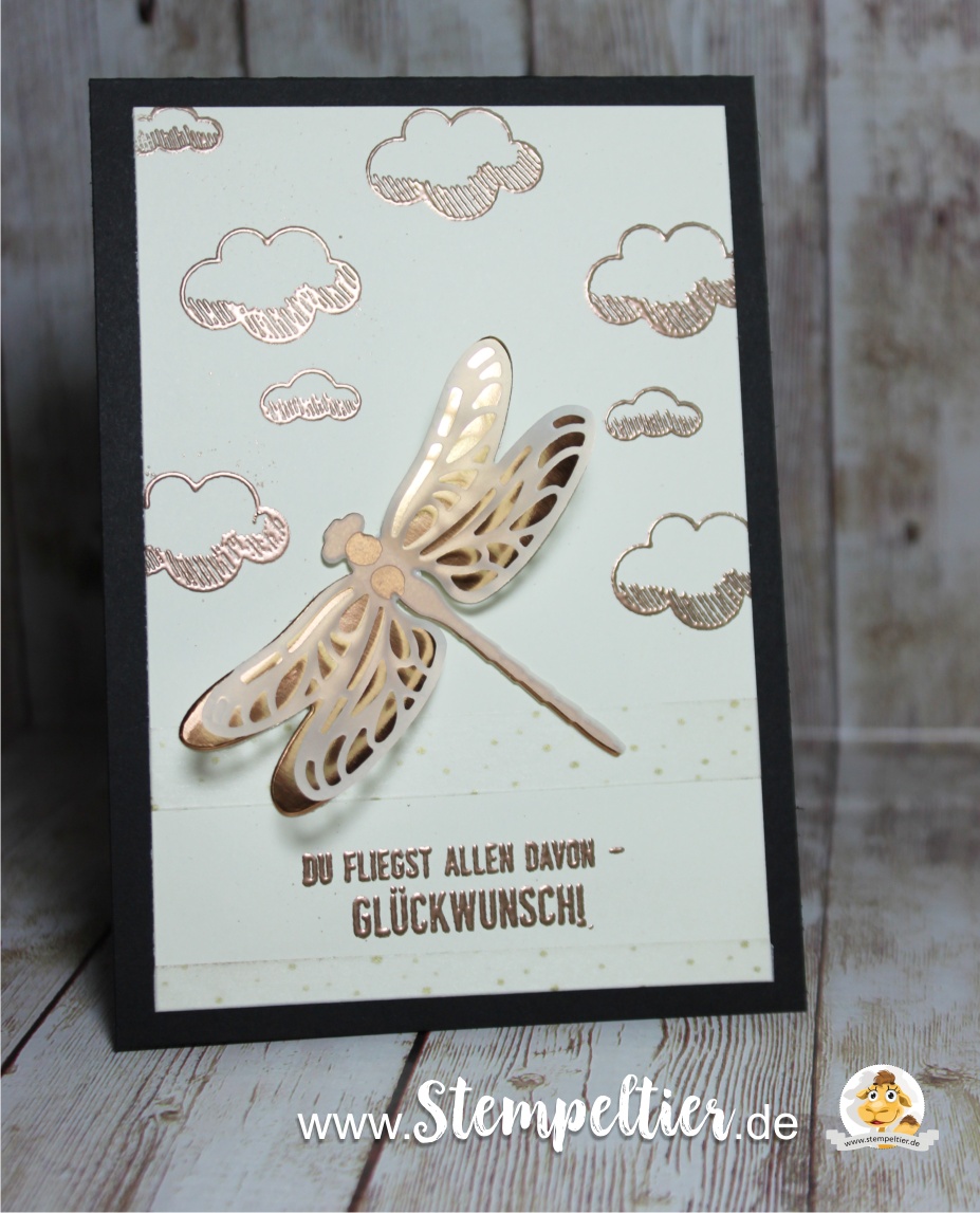 liebelleien stampin up dragonfly neu 2017 libelle stempeltier wolken kupfer copper embossing