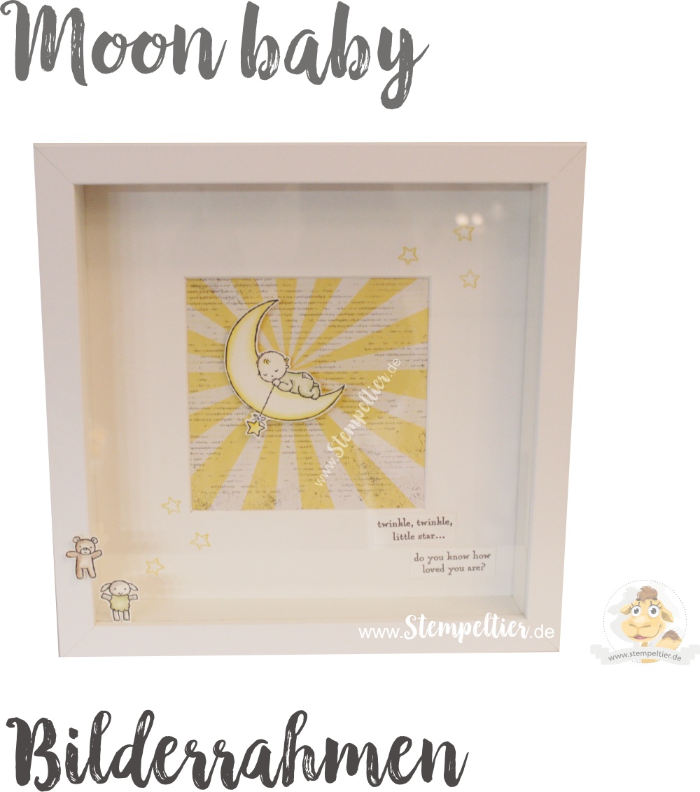 stampin up moonbaby geburt ribba bilderrahmen home deco mond cupcakes und karrussels 2017 stempeltier picture frame 1