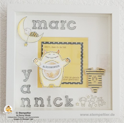 stampin up moon baby zum nachwuchs epic ribba rahmen baby geburt BVB birth frame stempeltier bilderrahmen