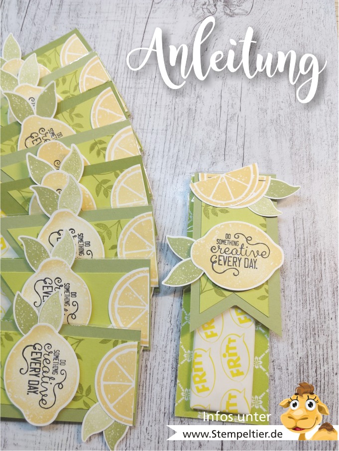 stampin up anleitung verpackung video lemon zest zitronen stanze fritt mitbringsel goodie how to limette papierschneider maße stempeltier workshop