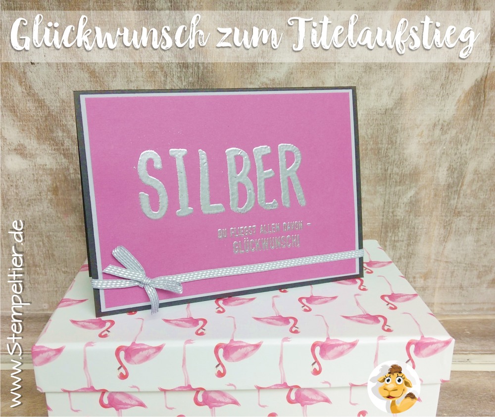 stampin up blog team geschenk titelaufstieg pop of paradise flamingo silber embossing stempeltier team alphabet