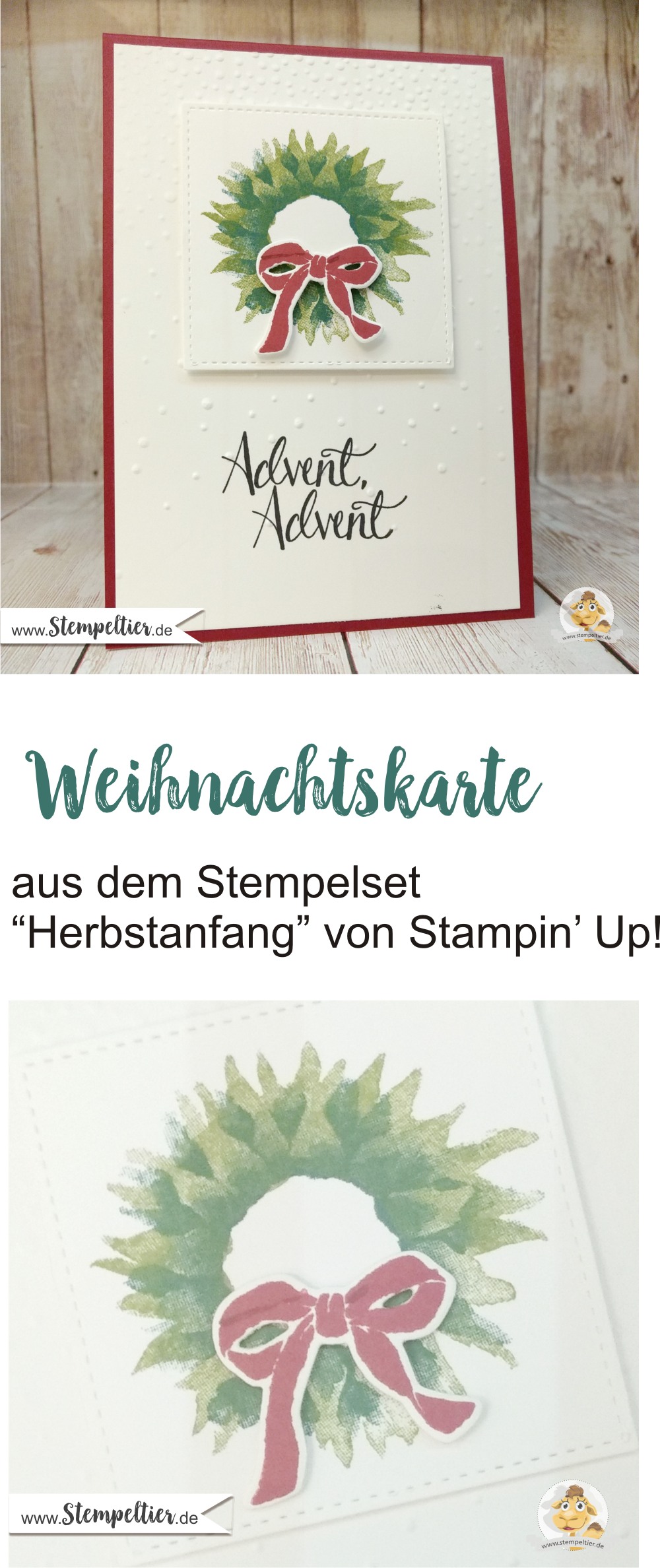 stampin up painted harvest wreath adventskranz kranz herbstanfang stempeltier advent weihnachtskarte