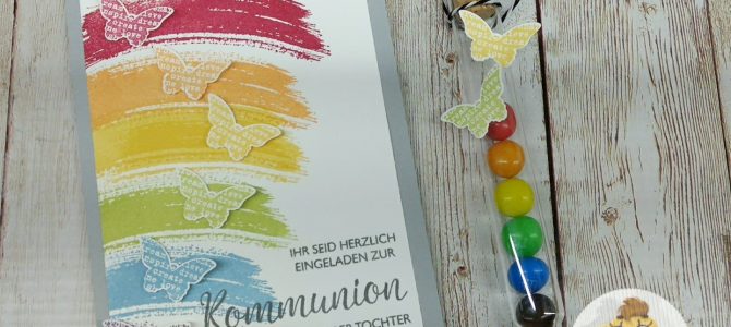 Ein Regenbogen zur Kommunion – Einladungen