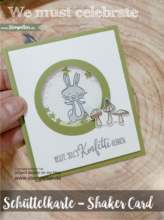 schüttelkarte shaker card bear rabbit we must celebrate anleitung video tutorial stempeltier