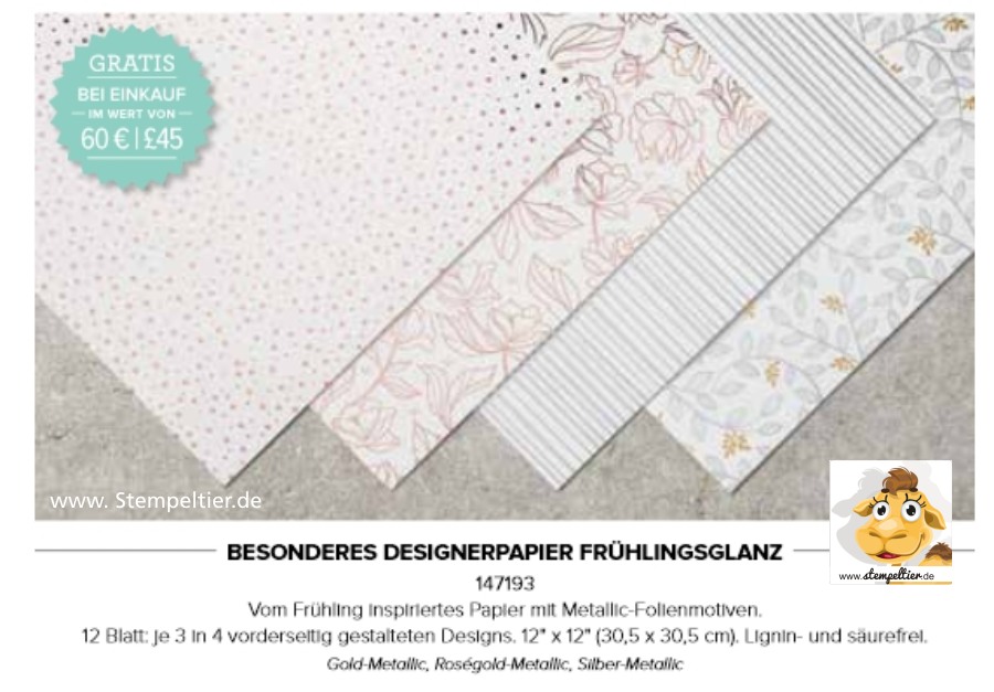 saleabration stampin up besonderes Designerpapier dsp frühlingsglanz stempeltier