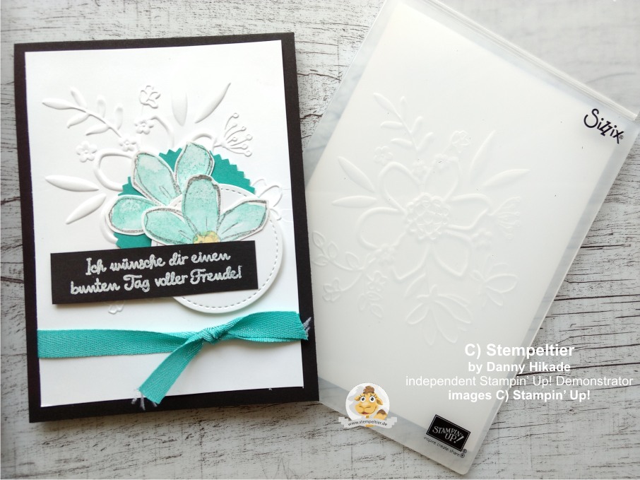 stampin up geteilte leidenschaft wunderblume prägen garden in bloom stempeltier share what you love bermudablau