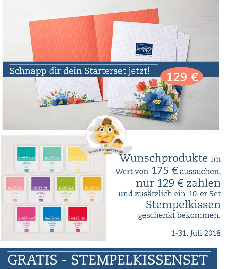 stampin up gratis aktion stempelkissen juli 2018 stempeltier demo werden team starterset su