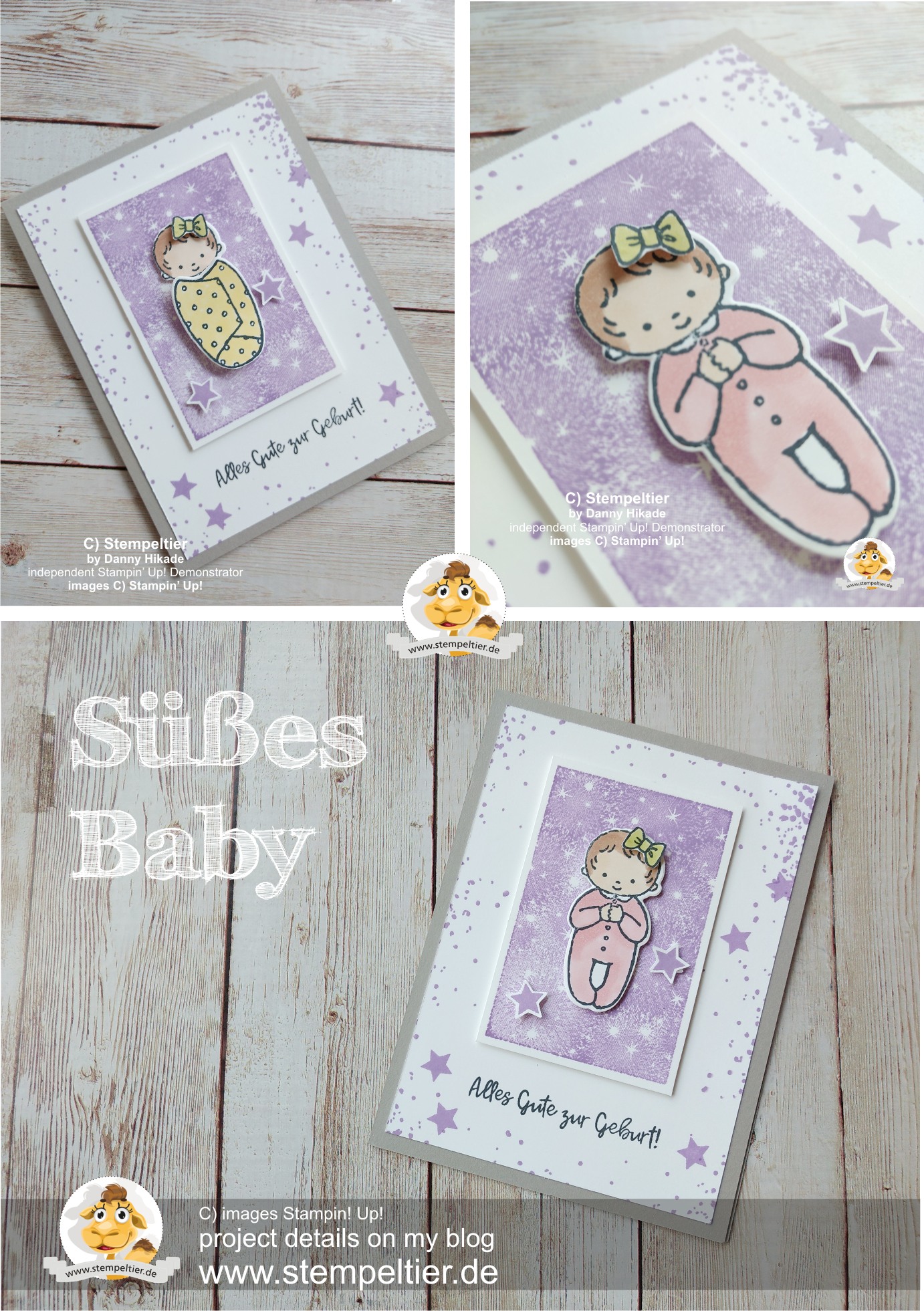 stampin up süßes baby wiegenfest geburt karte mädchen stempeltier