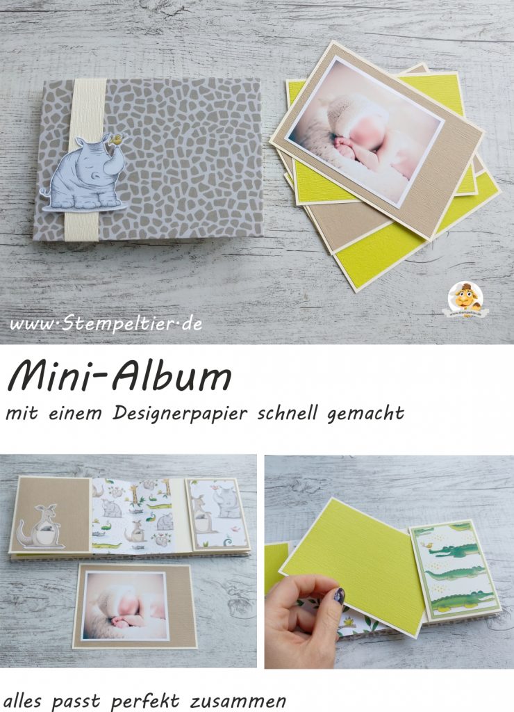 stampin up babyalbum jetzt wirds wild tiere animal expedition dsp minialbum fotoalbum