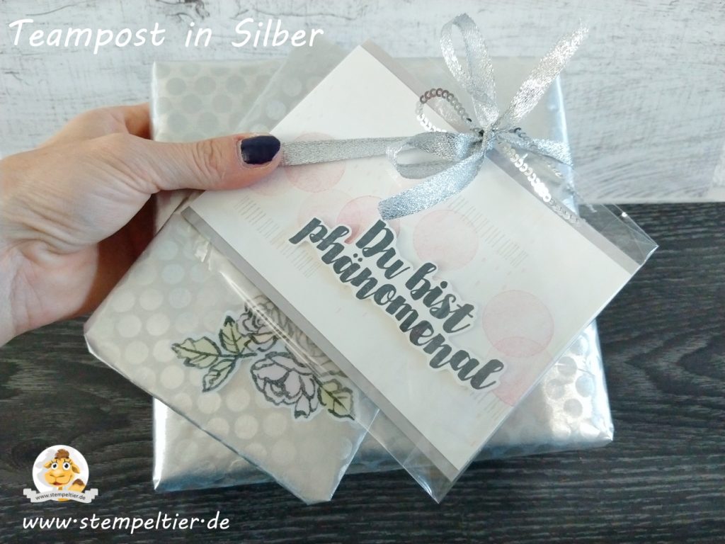 stampin up titelaustieg teampost silber rebecca metallbox verpackung geschenk stempeltier